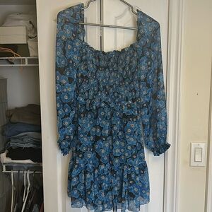 Aritzia wilfred blue floral dress small